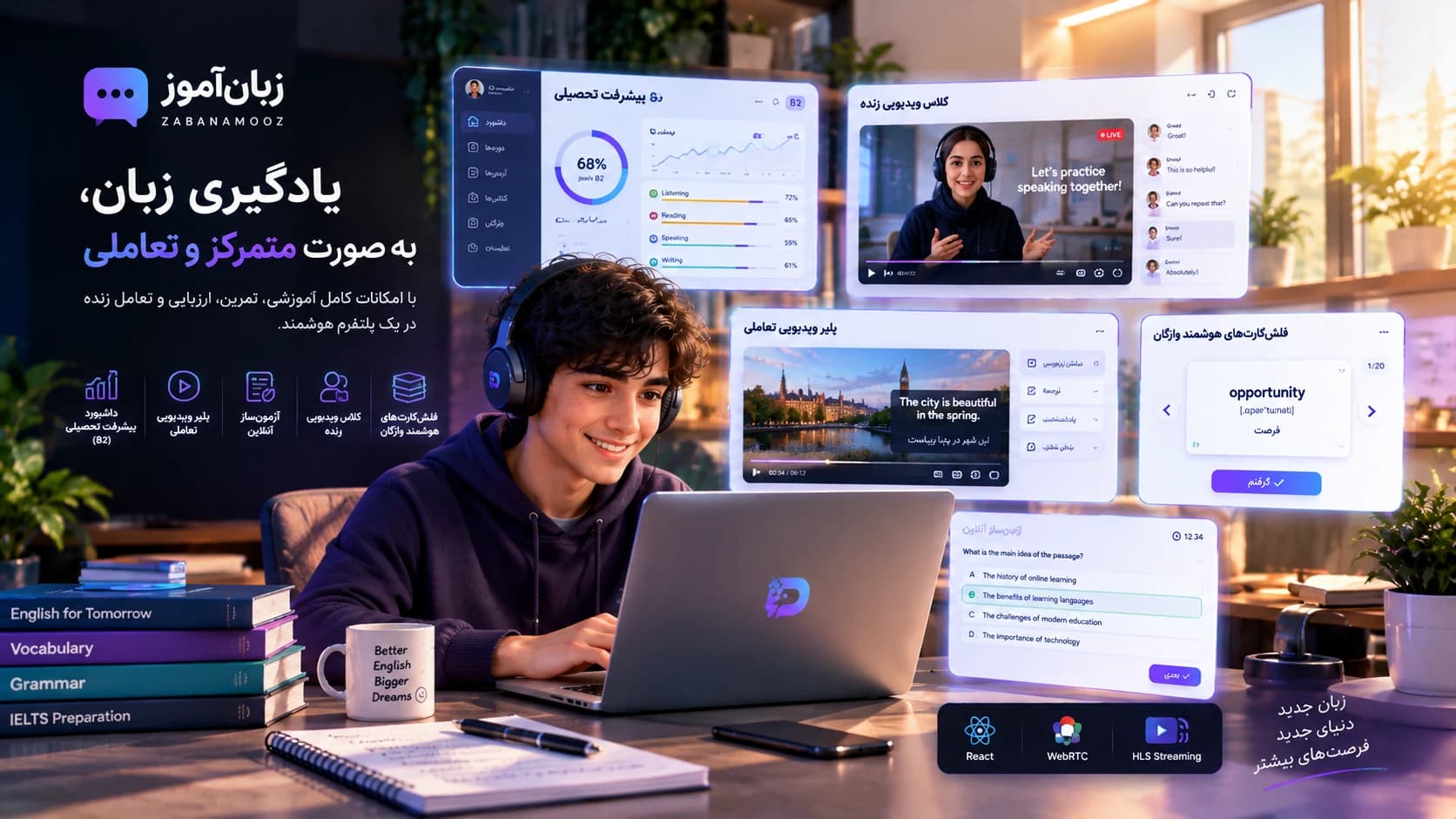 طراحی و توسعه پلتفرم تعاملی آموزش زبان «زبان‌آموز»